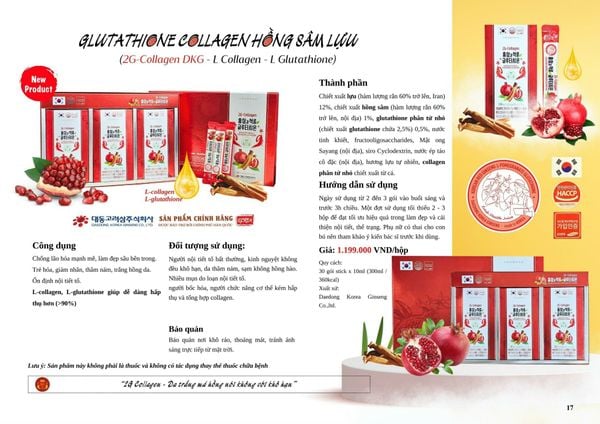 2G – Collagen Hồng sâm lựu Glutathione (10ml x 30stick) – Daedong