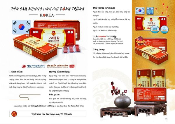 Viên sâm - nhung - linh chi - đông trùng 120 viên – Daedong