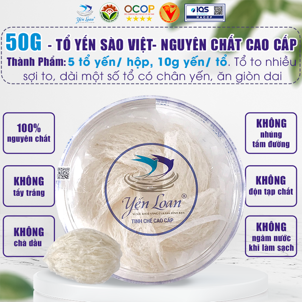 Yến sơ chế Cao cấp (Khô) - Hộp 50 gram