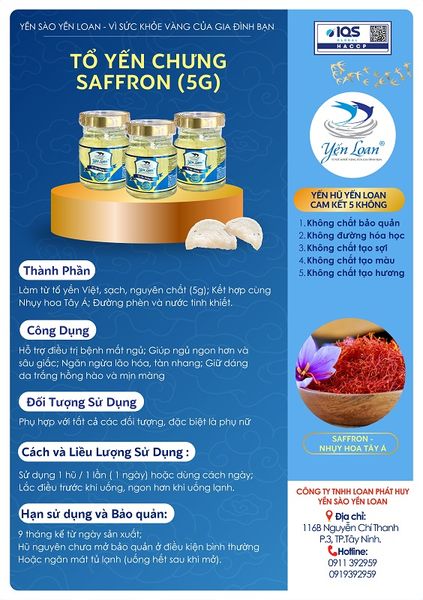 Lốc 8 Hũ - 5g Yến/Hũ Chưng Saffron Thích Hợp Với Phụ Nữ, Làm Đẹp Da, Chống Lão Hóa, Ổn Định Nội Tiết Tố