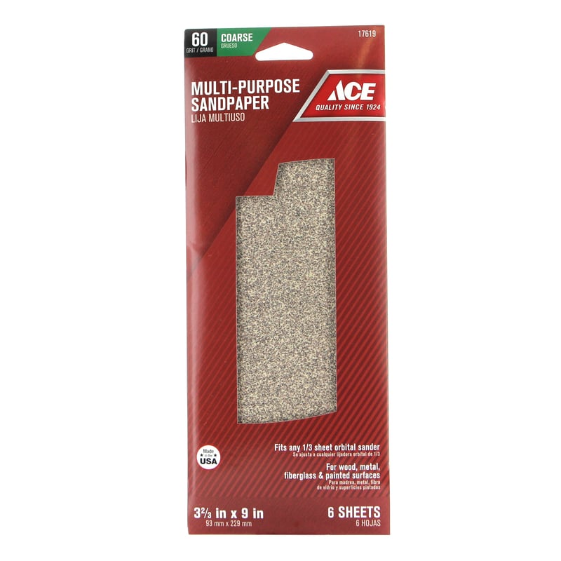 6 GIẤY NHÁM ĐỘ NHÁM 60 HIỆU ACE 23CM X 9CM