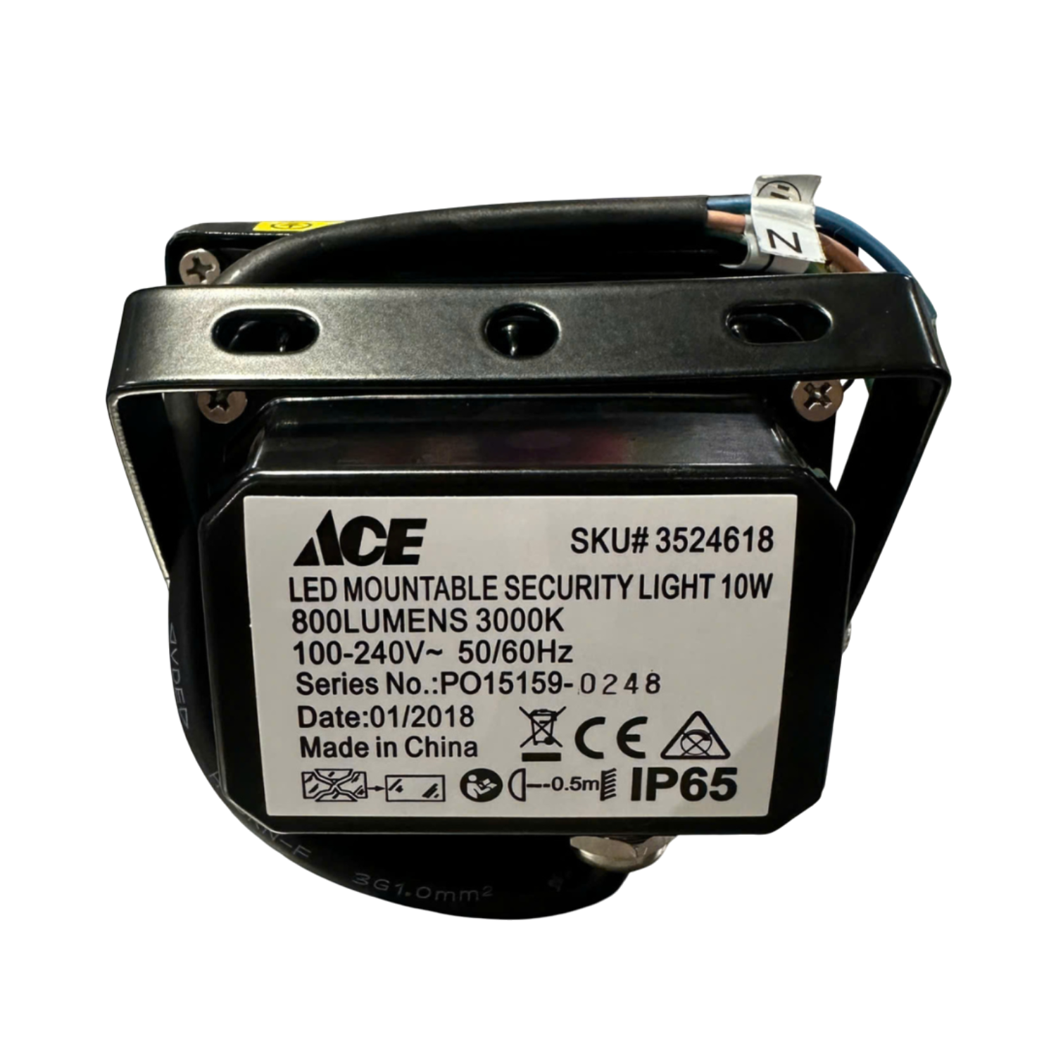 ĐÈN LED AN NINH CẢM ỨNG ACE 10W 800LM 3000K-ĐEN