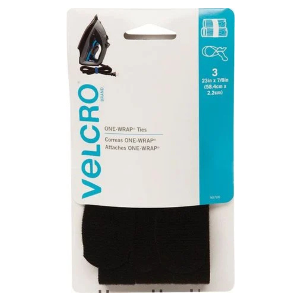 3 ĐAI DÁN 2 MẶT HIỆU VELCRO MÀU ĐEN 58.4 X 2.2CM