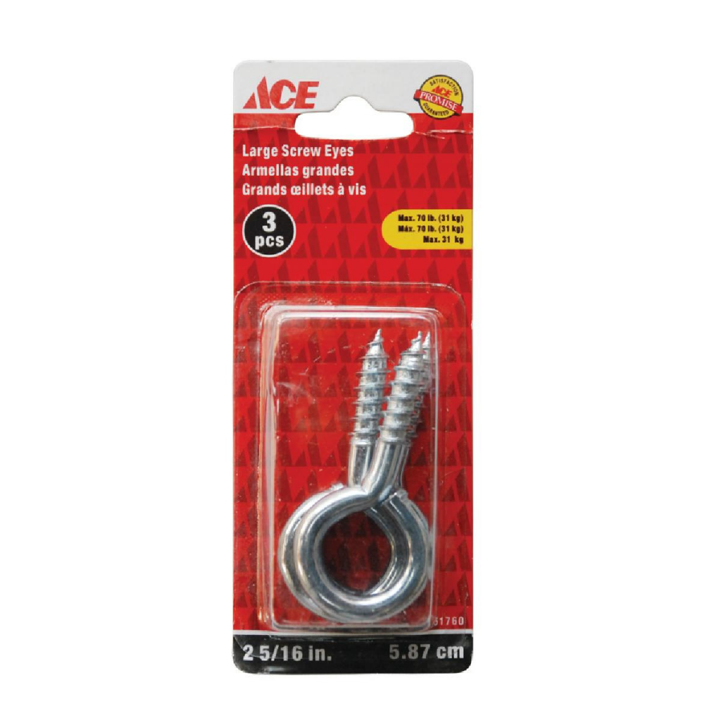 ACE GÓI 3 VÍT MẮT TRÒN THÉP MẠ KẼM 5.87CM TẢI 31KG