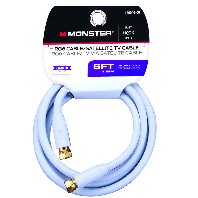 CÁP VIDEO ĐỒNG TRỤC RG6 MONSTER 1.83M TRẮNG
