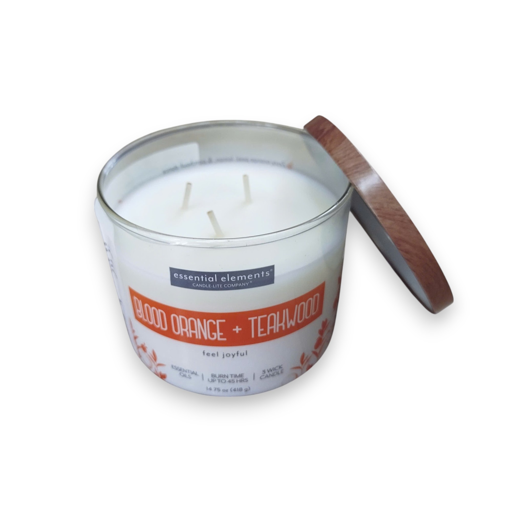 LỌ NẾN THƠM CANDLE-LITE-CAM ĐỎ VÀ GỖ TẾCH 418G