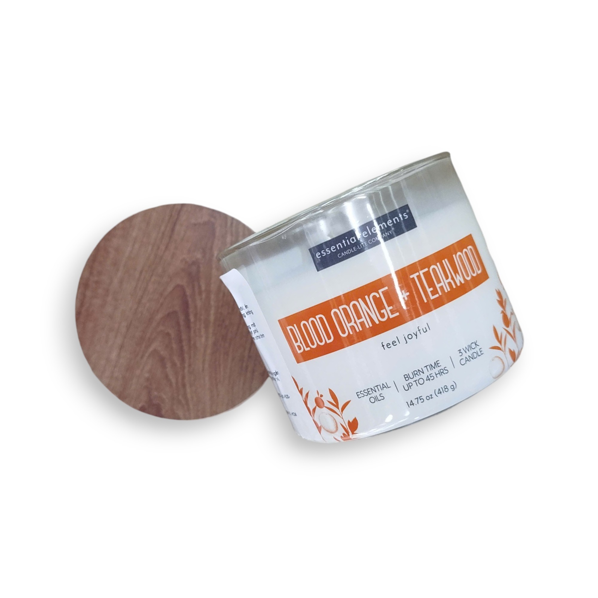 LỌ NẾN THƠM CANDLE-LITE-CAM ĐỎ VÀ GỖ TẾCH 418G