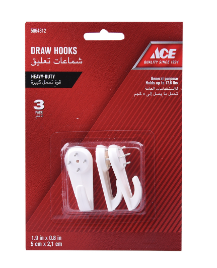 3 MÓC NHỰA TRẮNG ACE 5X2.1CM TAI TRỌNG 8KG