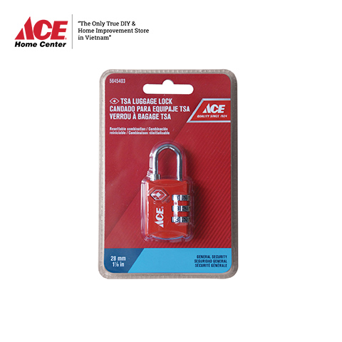 ACE KHÓA VALI SỐ 3 SỐ HỢP KIM KẼM 28MM MÀU ĐỎ