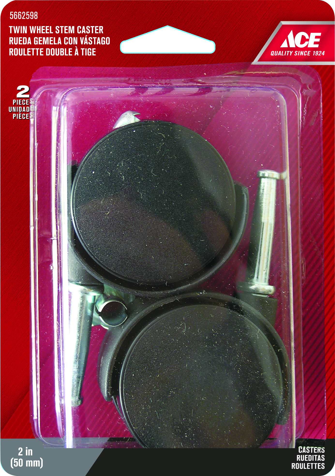 2 BÁNH XE KHUNG TRỤ CÓ MŨ TRÙM HIỆU ACE 50MM