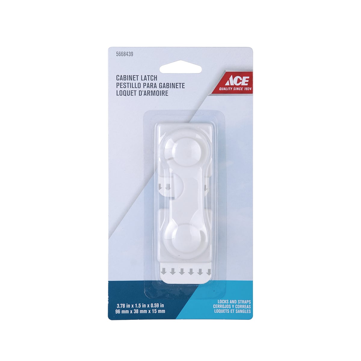 THEN CHỐT CỬA TỦ ACE NHỰA TRẮNG 9.6X3.8X1.5CM