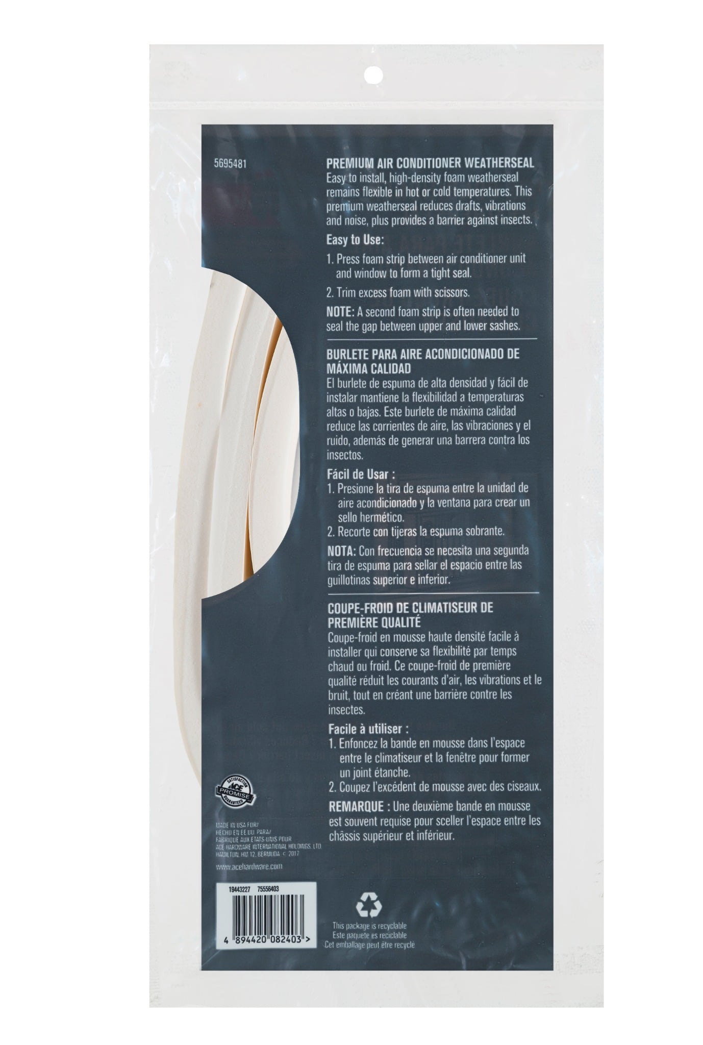 CUỘN XỐP LÓT MÁY LẠNH 1.27X3.5X106.6CM ACE-BE