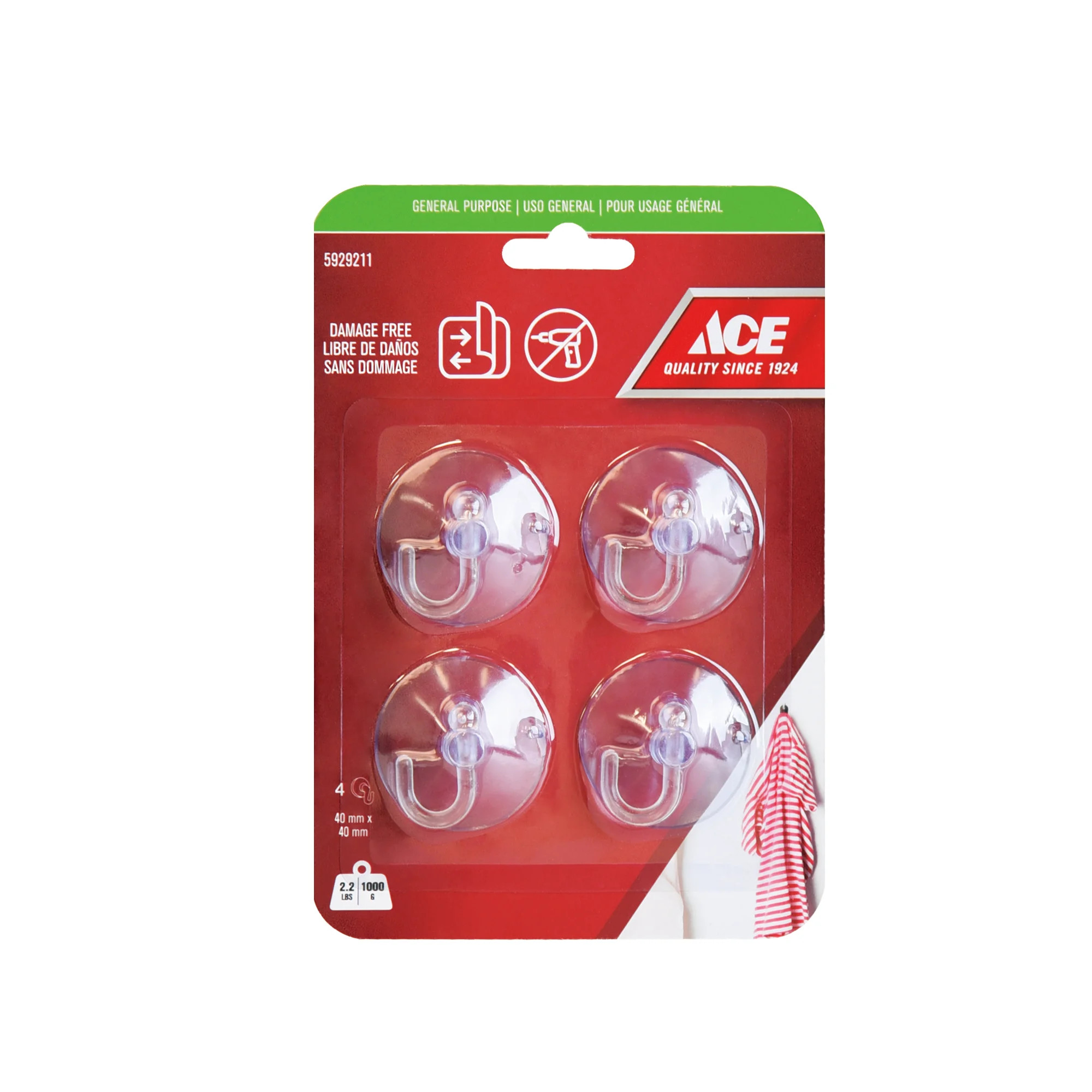 ACE 4 MÓC HÚT PVC TRONG 4X4CM TẢI TRỌNG 1KG