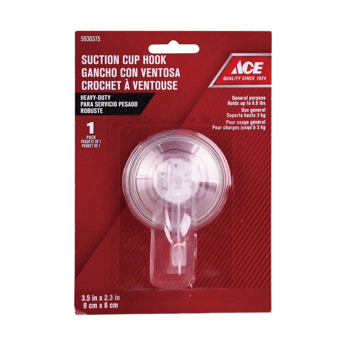 ACE MÓC HÚT PVC TRONG 9X6CM TẢI TRỌNG 3KG NHỰA