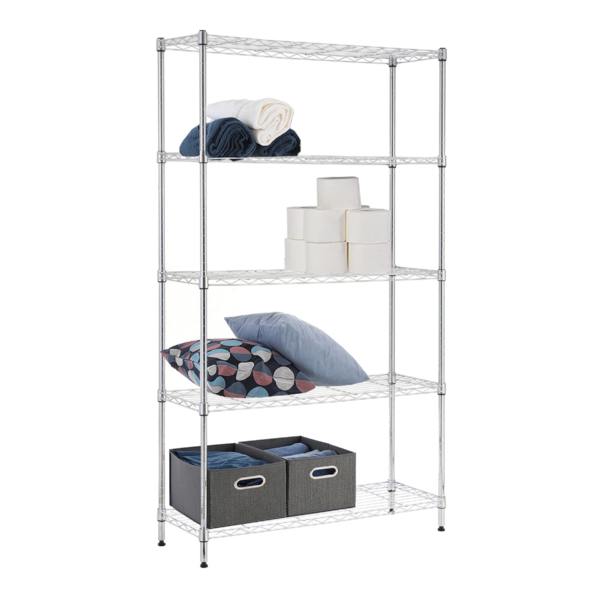 ACE KỆ ĐỂ ĐỒ 5 TẦNG 90X40X180CM THÉP MẠ CHROME