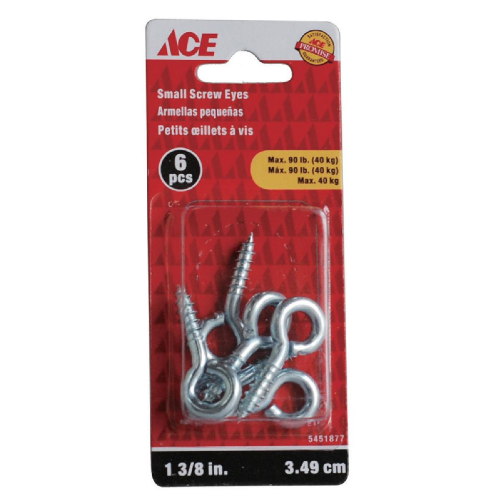 ACE GÓI 6 VÍT MẮT TRÒN THÉP MẠ KẼM 34.9MM TẢI 40KG