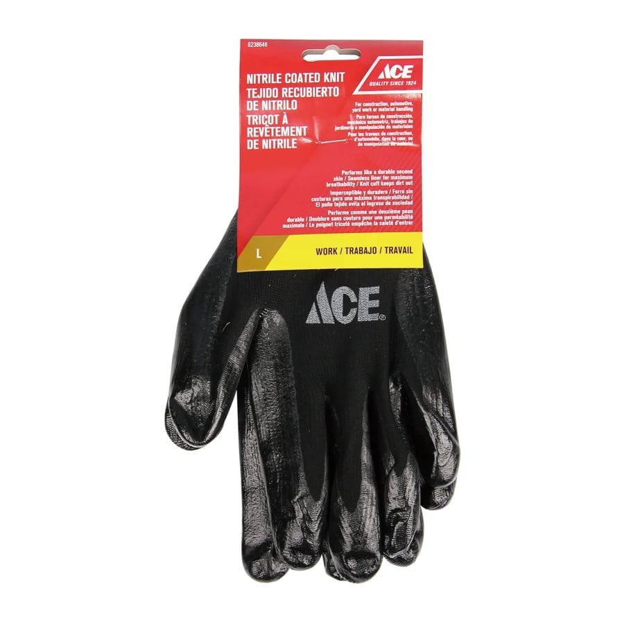 ACE 1 ĐÔI GĂNG TAY VẢI PHỦ NITRILE ĐEN SIZE L