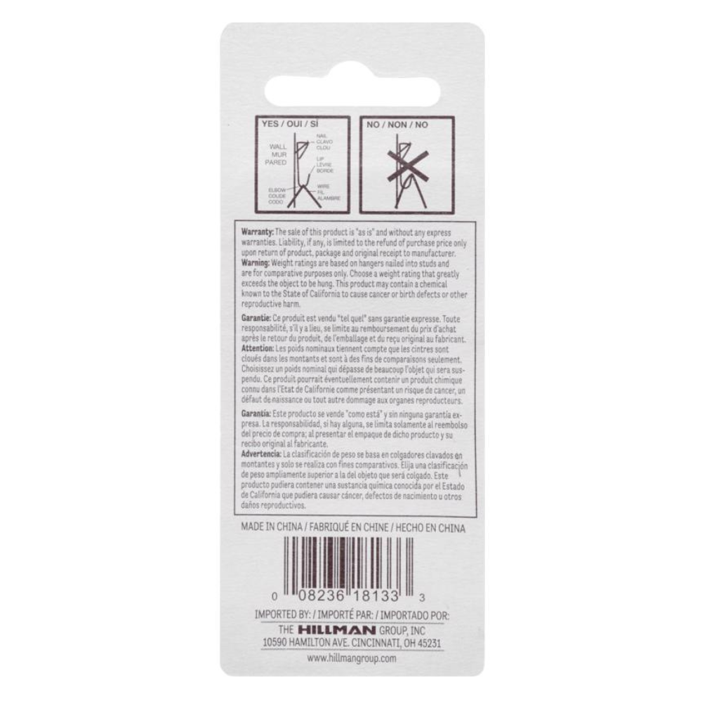 8 MÓC TREO TRANH THÉP HILLMAN TẢI TRỌNG 9KG BẠC