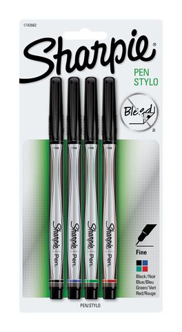 BỘ 4 BÚT MÀU SHARPIE ĐEN XANH LỤC ĐỎ