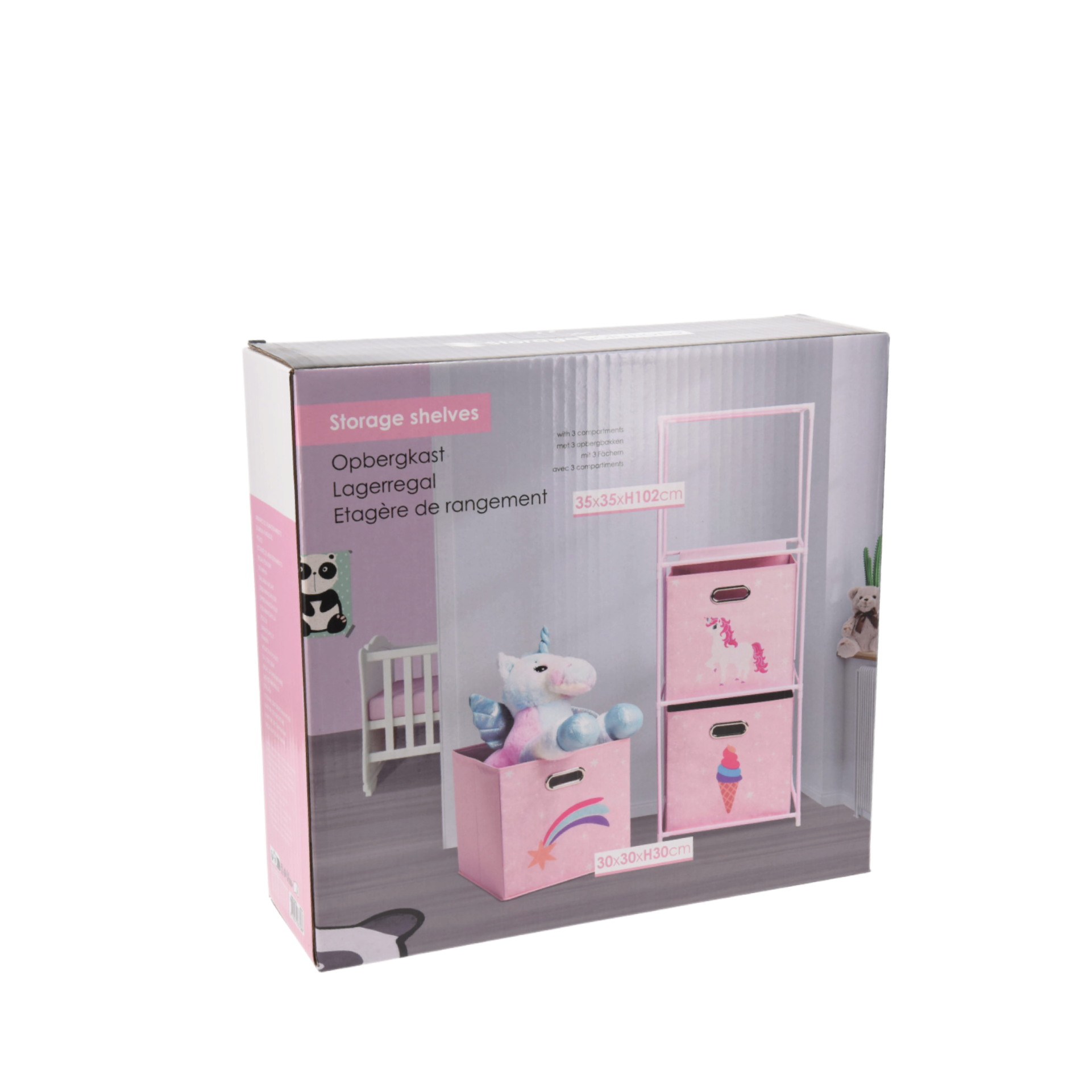 KỆ ĐỂ ĐỒ 3 TẦNG MÀU HỒNG KÈM NGĂN CHỨA ĐỒ KOOPMAN