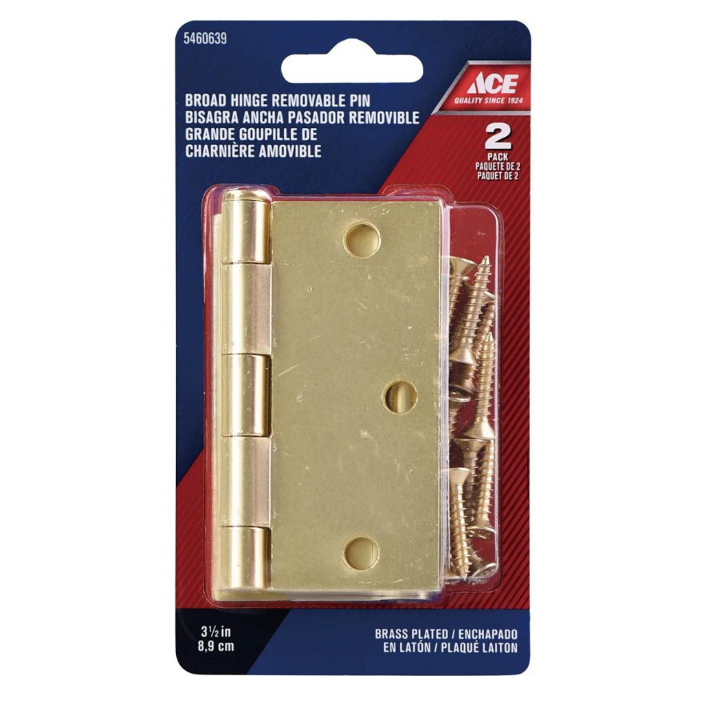 ACE CẶP BẢN LỀ CỬA THÉP KÈM VÍT 8.89CM MẠ ĐỒNG