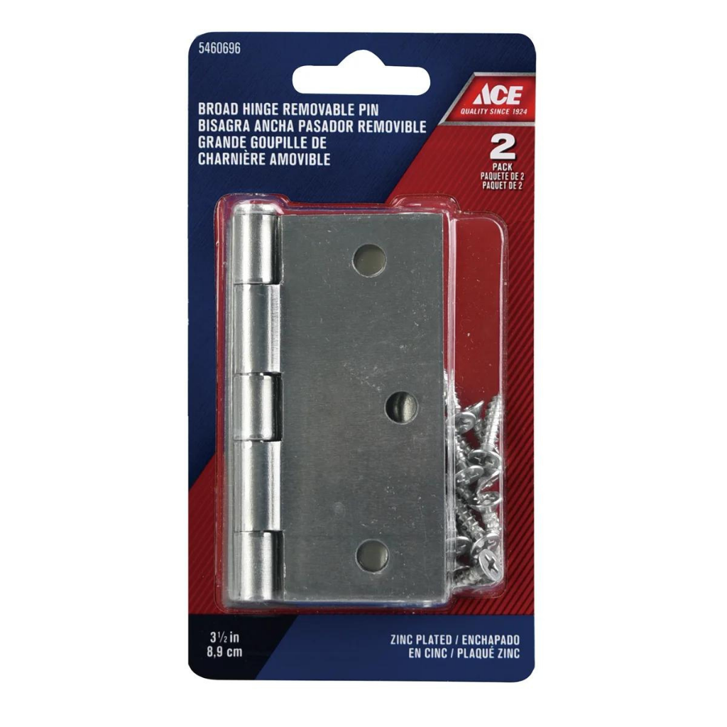 ACE BẢN LỀ CỬA KÈM VÍT BẰNG THÉP MẠ KẼM 8.89CM