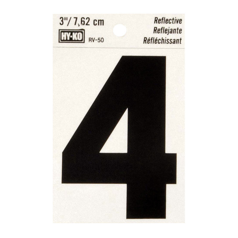 BIỂN NHÀ SỐ 4 HY-KO NHỰA VINYL 7.6CM TRẮNG ĐEN