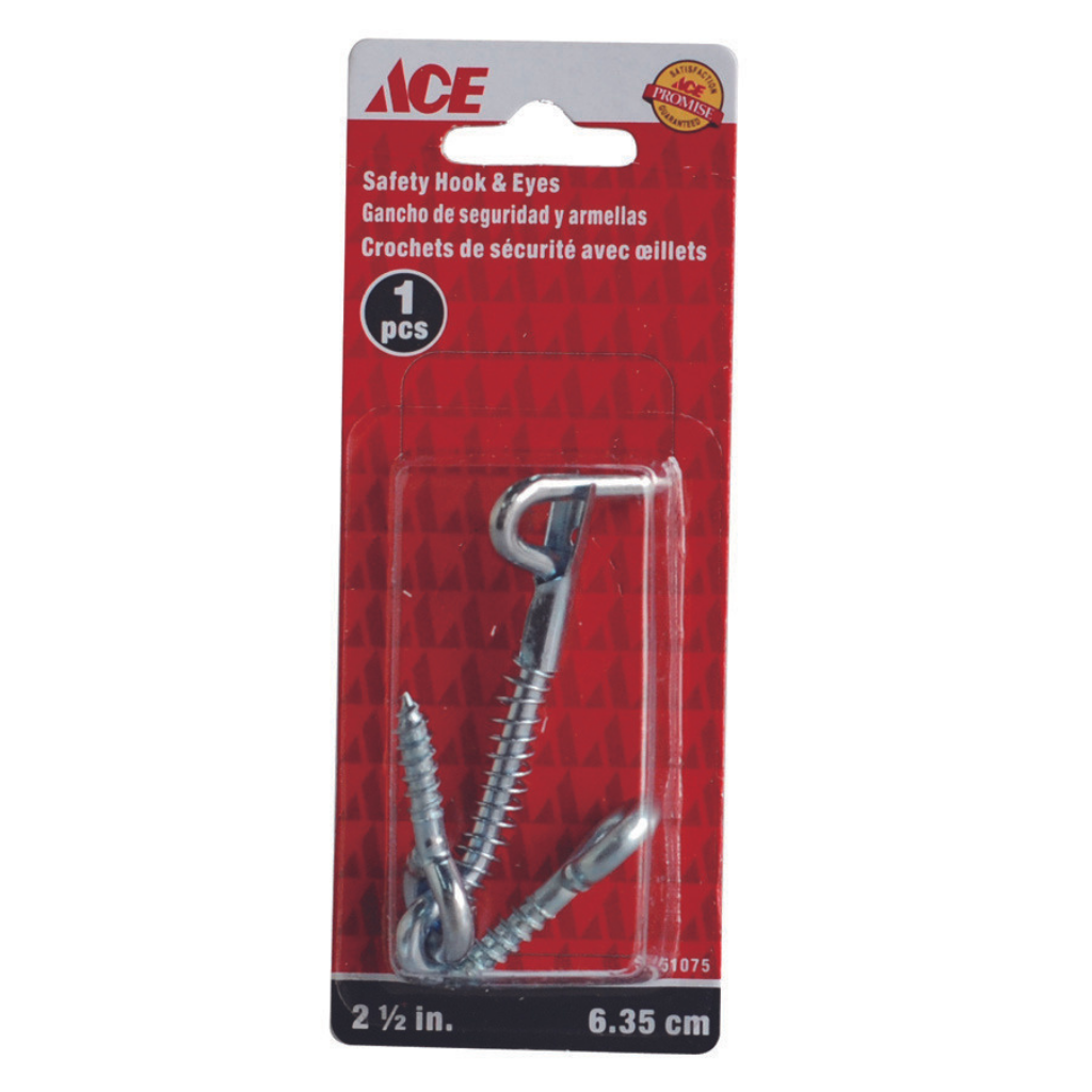 BỘ 1 MÓC CỬA BẰNG KẼM HIỆU ACE KÍCH THƯỚC 6.35 CM