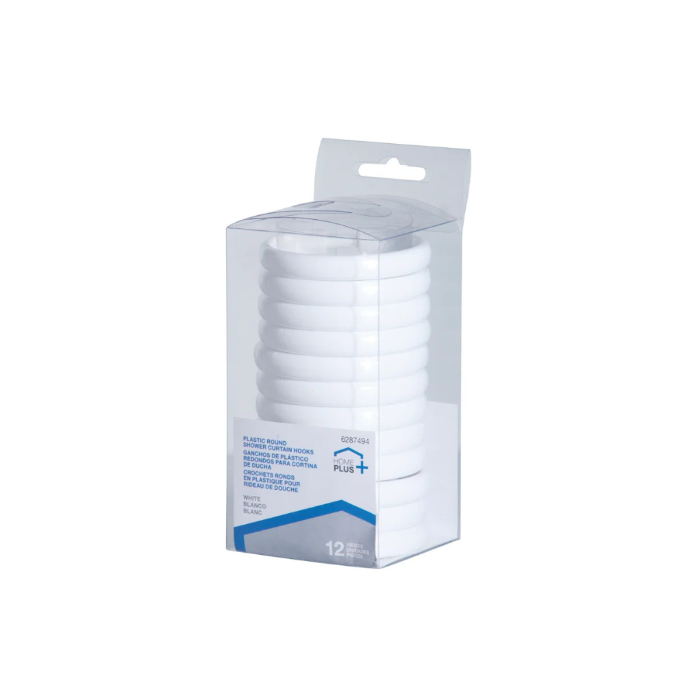 BỘ 12 MÓC RÈM NHÀ TẮM MÀU TRẮNG BẰNG NHỰA HOMEPLUS