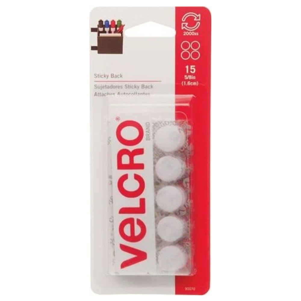 GÓI 15 MIẾNG DÁN TỰ DÍNH TRÒN 1.6 CM VELCRO TRẮNG