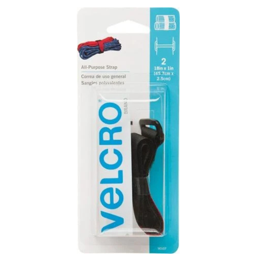BỘ 2 ĐAI DÁN 2 MẶT QUAI XÁCH VELCRO ĐEN 45.7X2.5CM