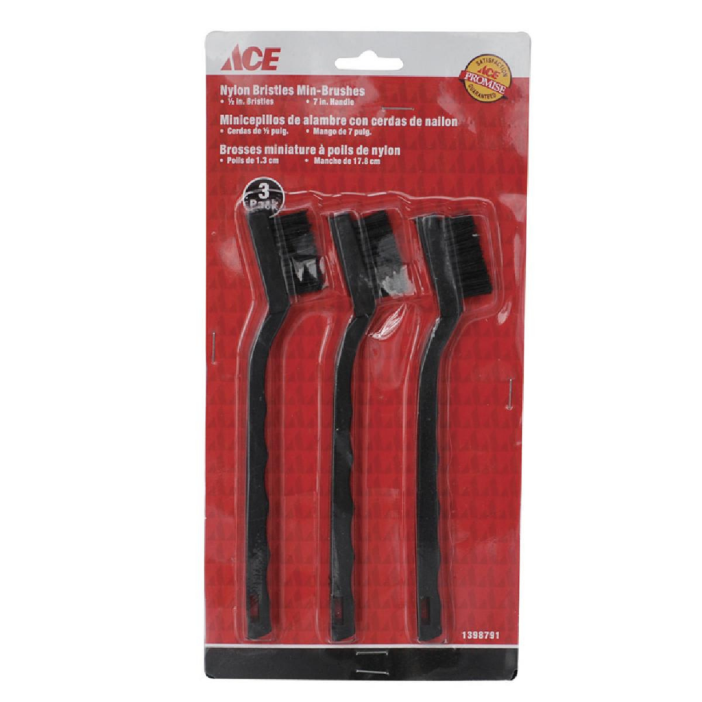 BỘ 3 BÀN CHẢI NYLON NHỎ ACE 17.8CM