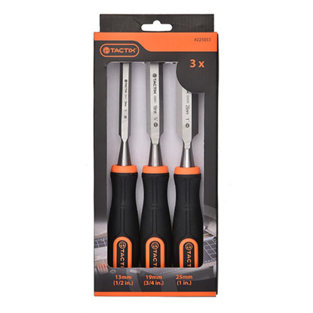 BỘ 3 ĐỤC GỖ TAY CẦM CHỐNG TRƯỢT TACTIX BẰNG THÉP