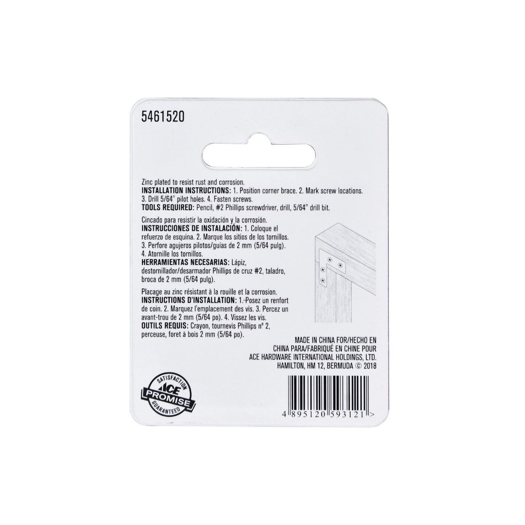 ACE BỘ 4 BẢN LỀ CHỮ L MẠ KẼM 3.8 X 1CM