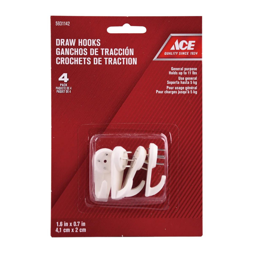 ACE GÓI 4 MÓC TREO ĐỒ GẮN TƯỜNG ĐÓNG ĐINH 11.34KG