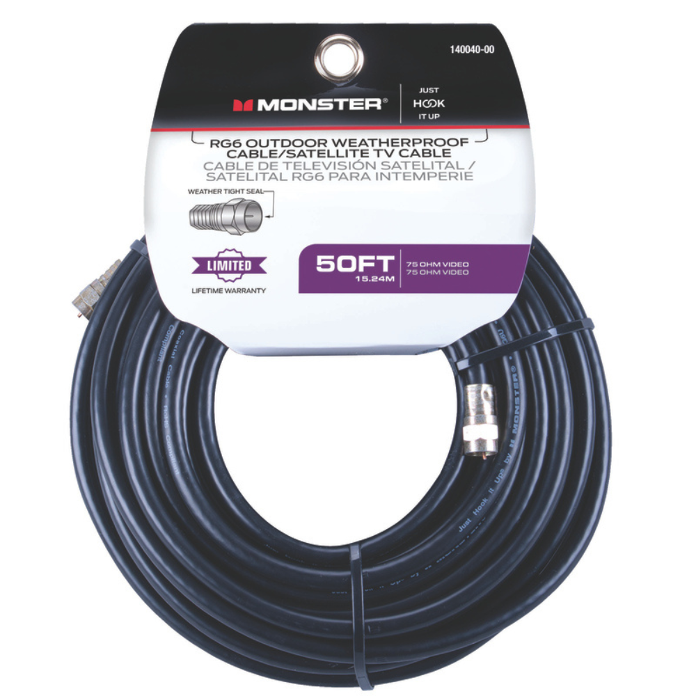 CÁP VIDEO ĐỒNG TRỤC RG6 MONSTER 15.24M ĐEN