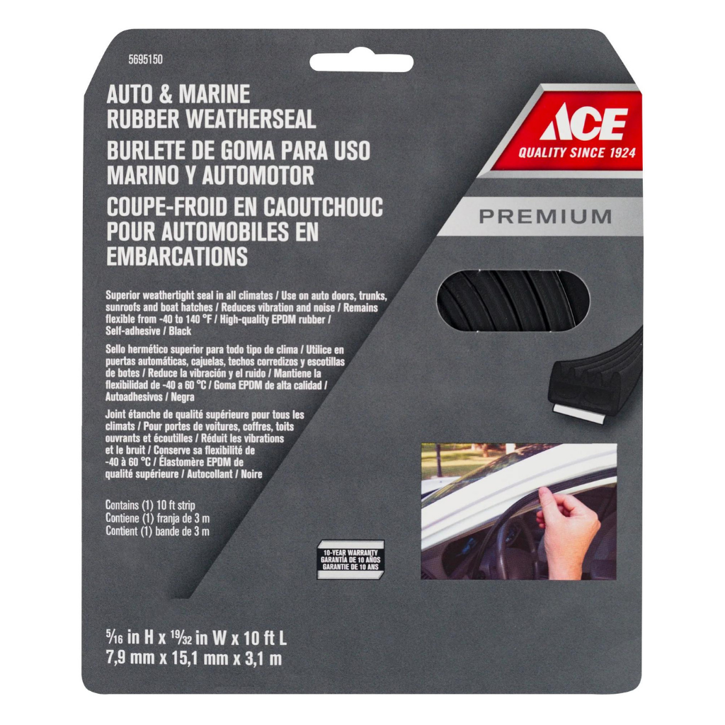 CUỘN RON NẸP VIỀN CỬA Ô TÔ 0.8X305CM ACE CAO SU