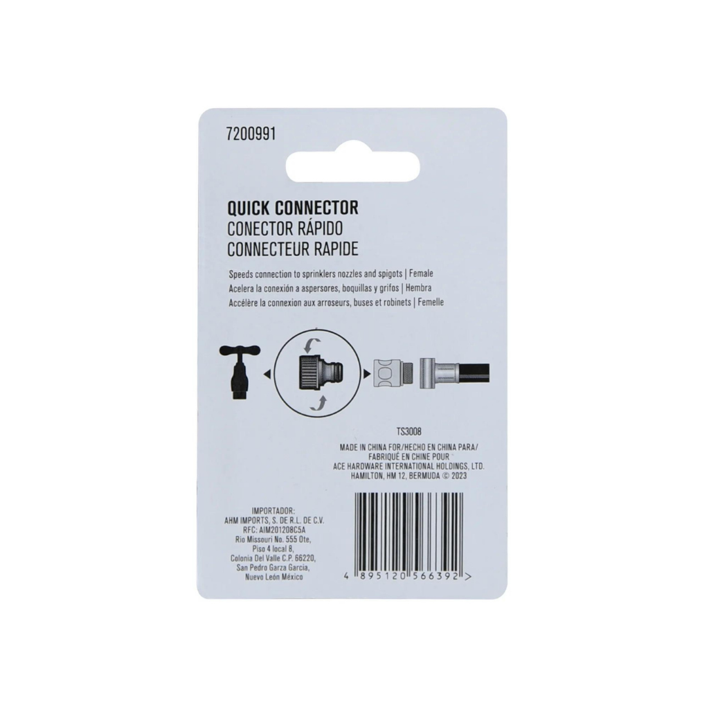 ACE ĐẦU NHỰA NỐI NHANH REN TRONG 1.90CM-ĐEN