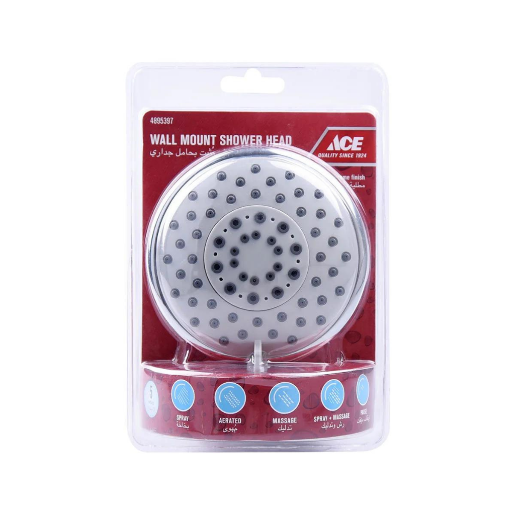ĐẦU VÒI SEN GẮN TƯỜNG ACE 11CM NHỰA MẠ CROM