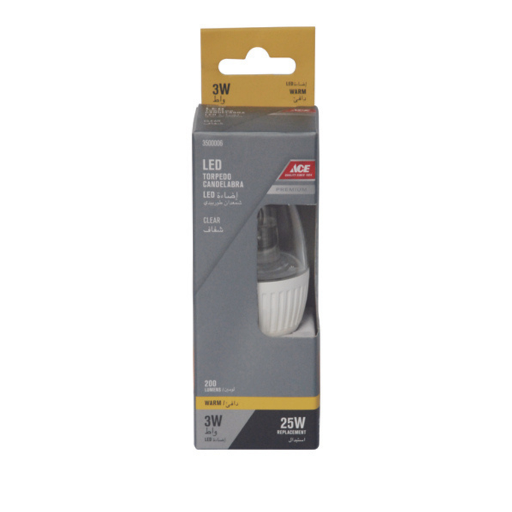ĐÈN LED TRẮNG ẤM HÌNH NGỌN NẾN E14 3W 200LM ACE
