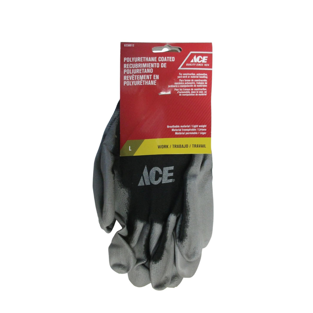 GĂNG TAY CÔNG NGHIỆP SỢI POLY ACE SIZE L XÁM ĐEN