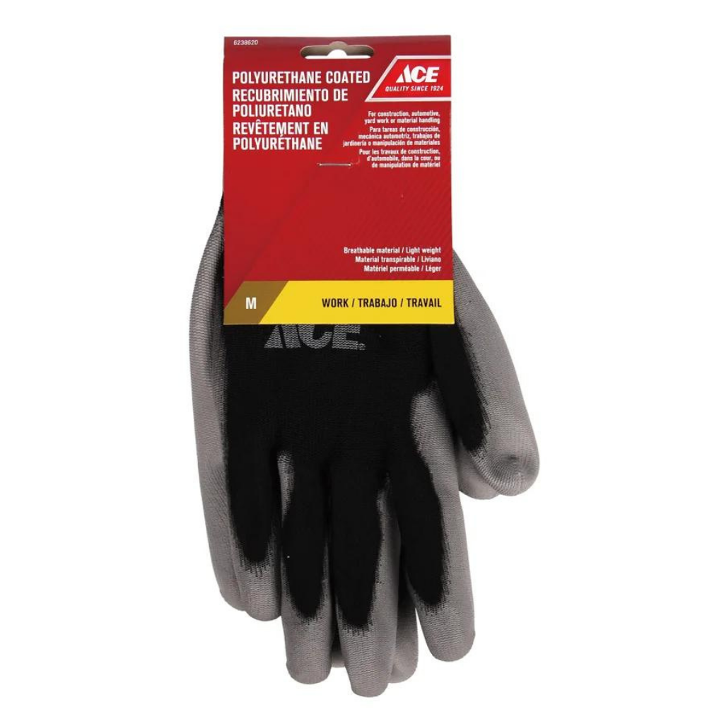 GĂNG TAY CÔNG NGHIỆP SỢI POLY ACE SIZE M XÁM ĐEN