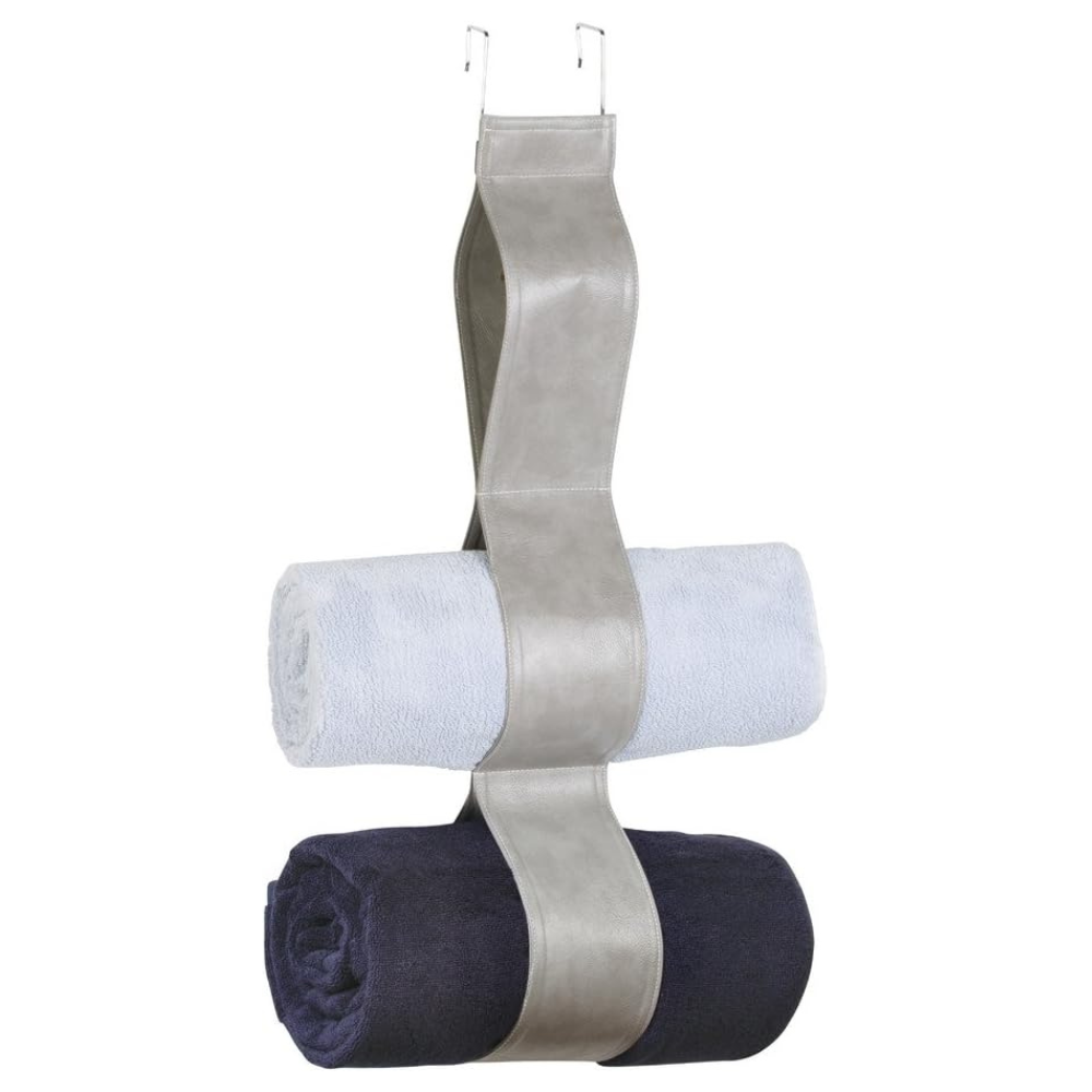 GIÁ VẮT KHĂN TẮM THÉP CÓ MÓC CỬA INTERDESIGN XÁM