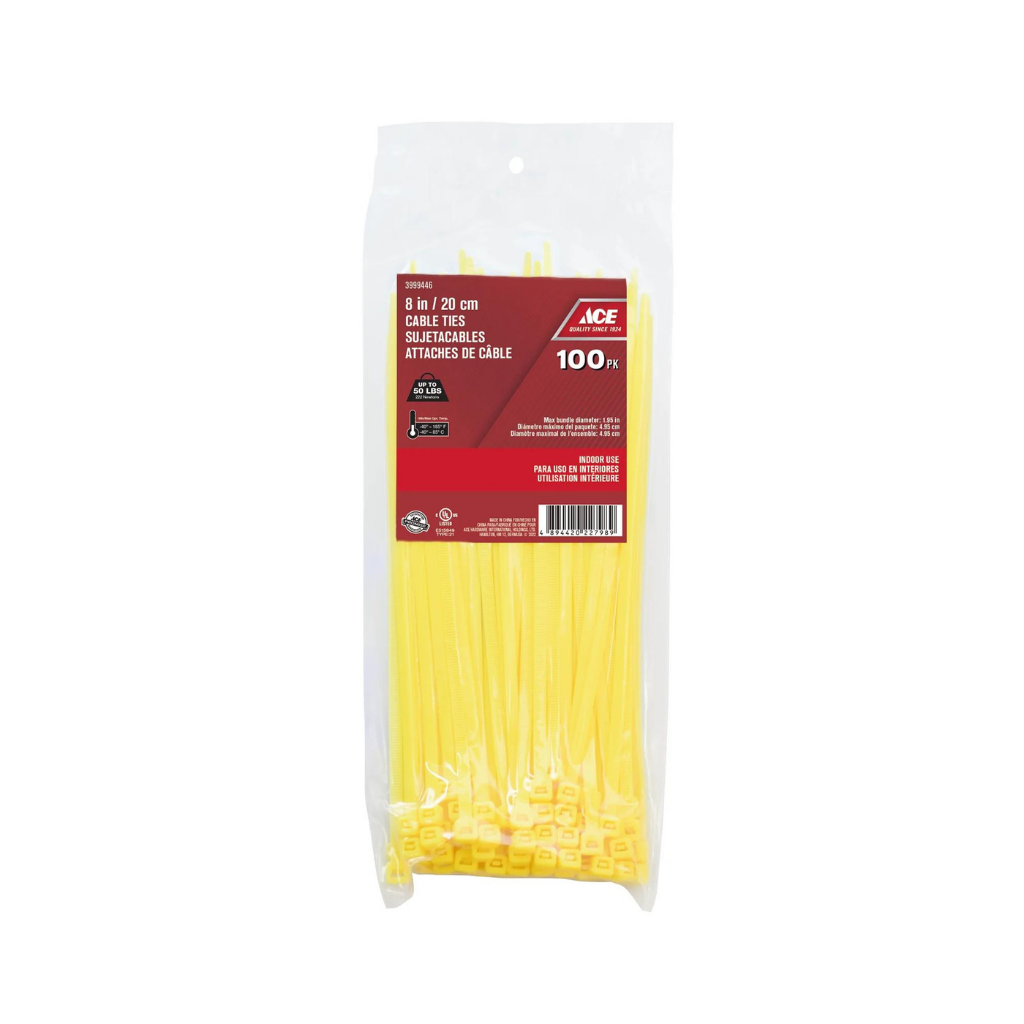 ACE GÓI 100 DÂY RÚT 20.31CM 50LB NHỰA MÀU VÀNG