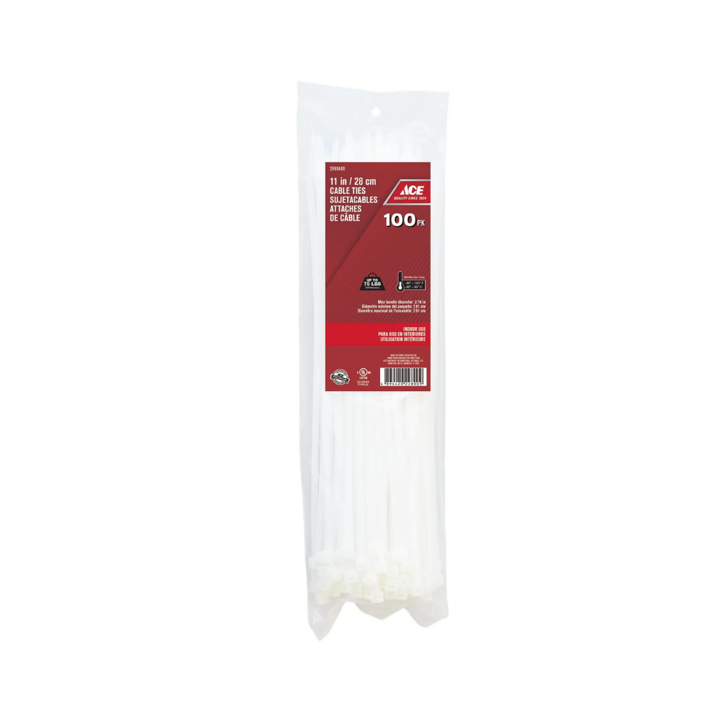 ACE GÓI 100 DÂY RÚT 27.94CM 75LB NHỰA MÀU TRẮNG