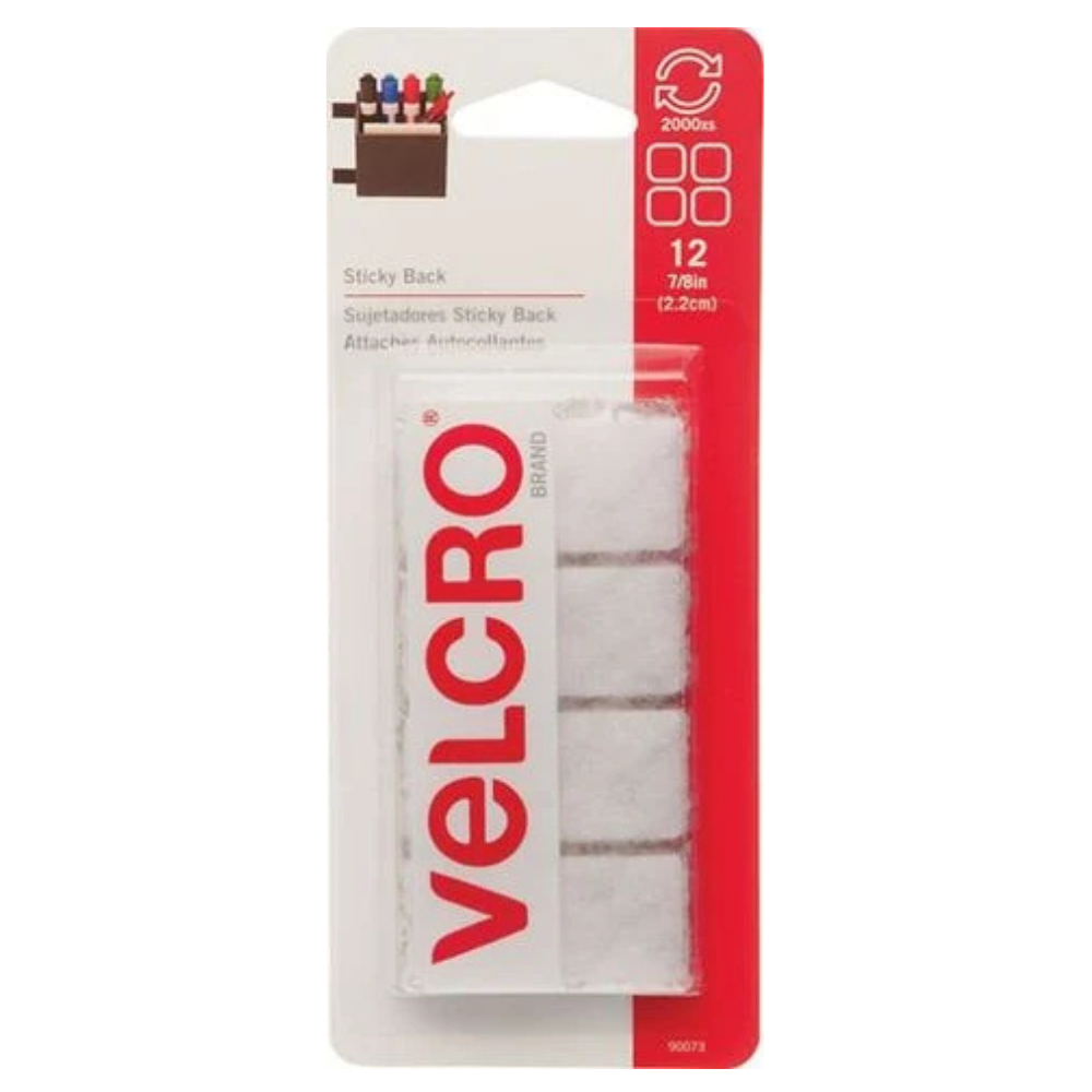 GÓI 12 MIẾNG DÁN TỰ DÍNH VUÔNG 2.2CM VELCRO TRẮNG