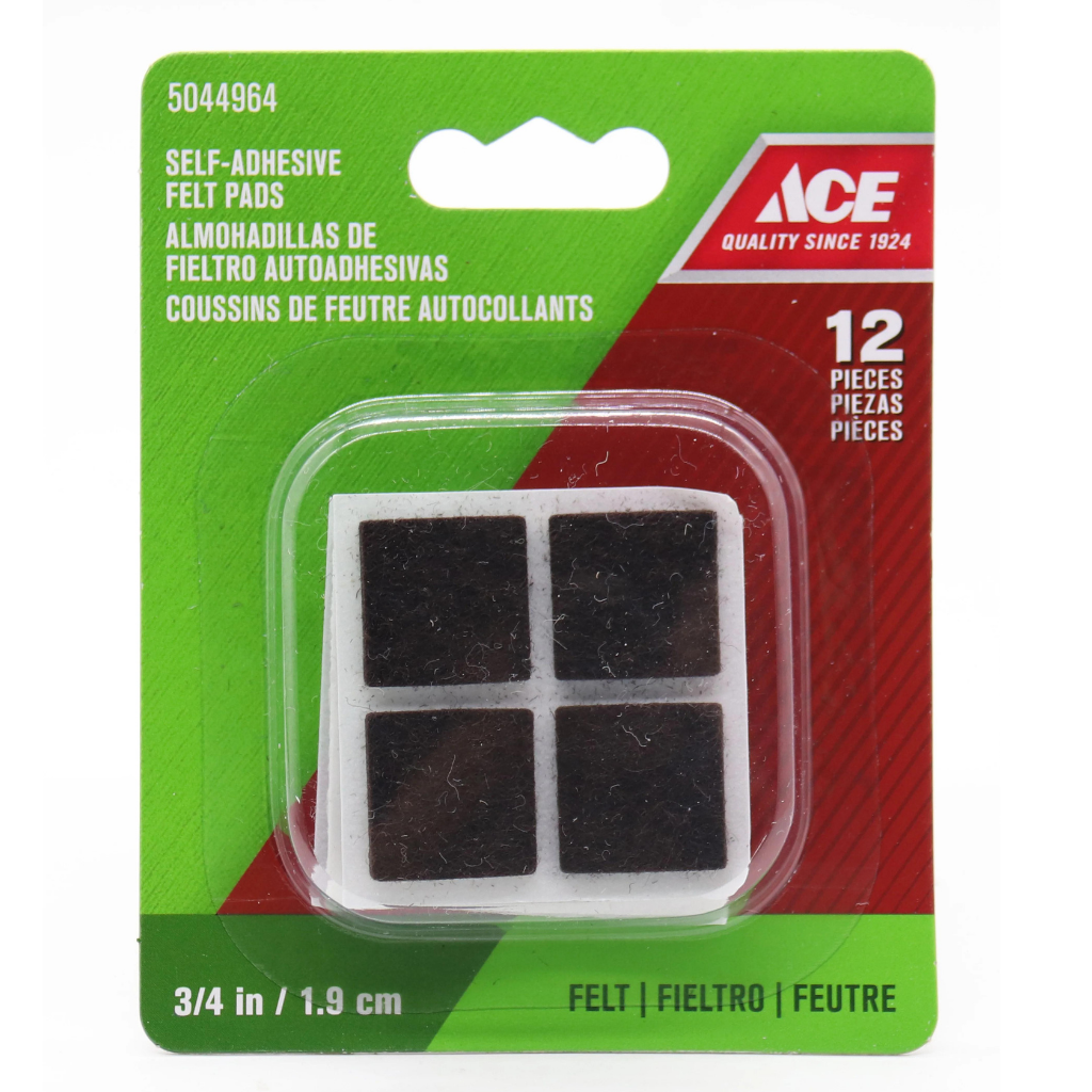 ACE GÓI 12 MIẾNG ĐỆM VUÔNG LÓT CHÂN ĐỒ NỘI THẤT BẰNG VẢI 1.9X1.9CM