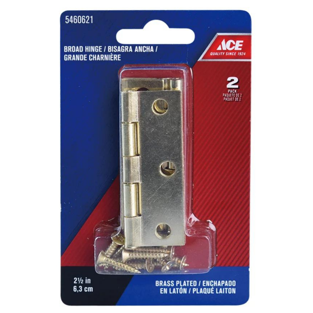 ACE GÓI 2 BẢN LỀ KÈM VÍT MẠ ĐỒNG 6.35 X 4.29 CM
