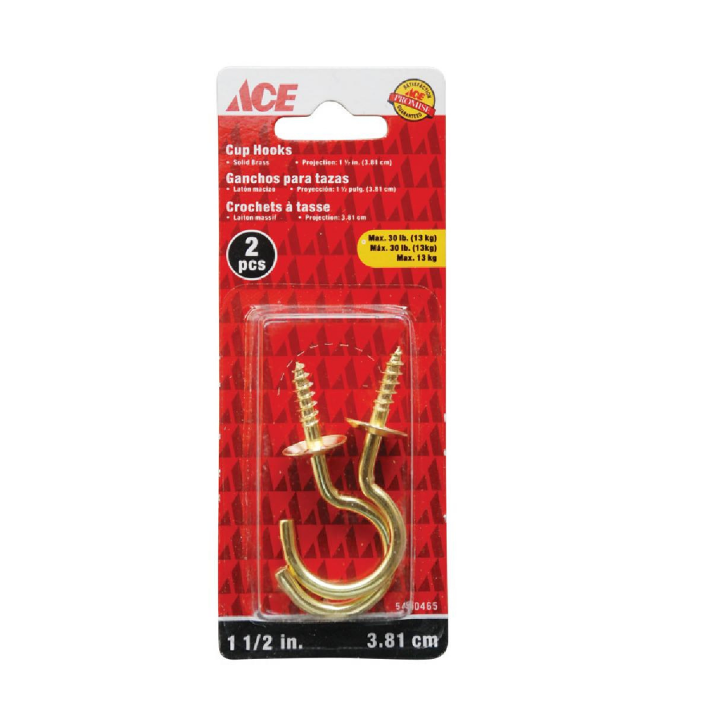 ACE BỘ 2 ĐINH MÓC TREO LY TÁCH 38.1MM THÉP MẠ ĐỒNG