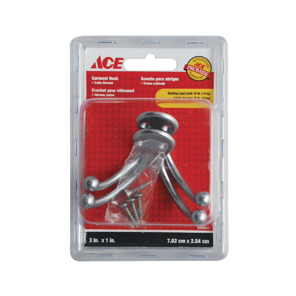 ACE GÓI 2 MÓC TREO ĐỒ ĐÔI KÈM VÍT BẰNG THÉP 76MM